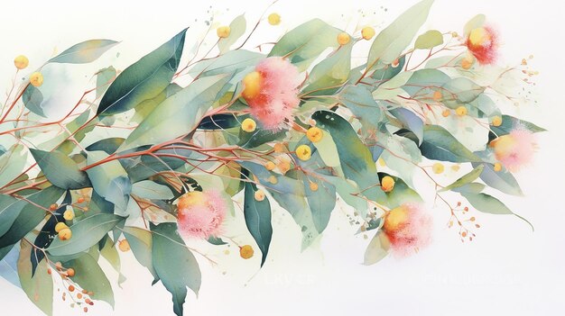 Aquarela eucalipto aquarela floral Generative AI