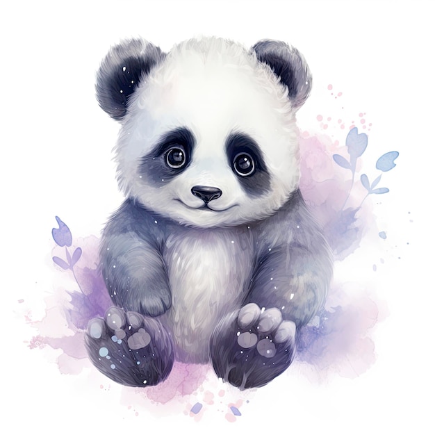 Aquarela fantasia Baby Panda clip art isolado fundo branco