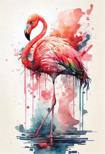 Aquarela Flamingo