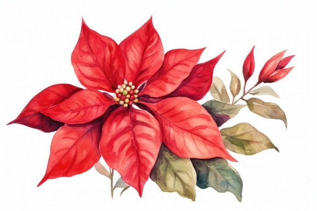 Aquarela Flor de Natal Poinsettia isolada