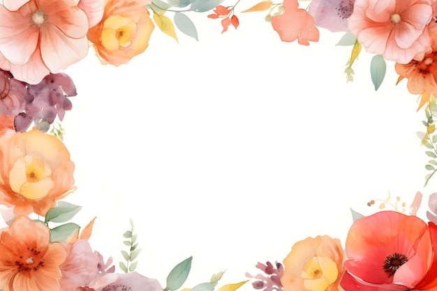 Aquarela flor tropical fundo de borda com espaço de cópia para o desenho de banner papel de parede convite