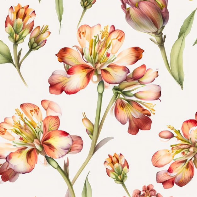 Aquarela floral Alstroemeria