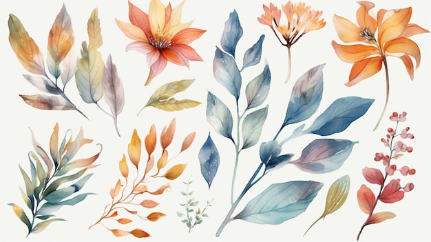 Aquarela floral sem costura padrão Ilustração desenhada à mão generativa ai