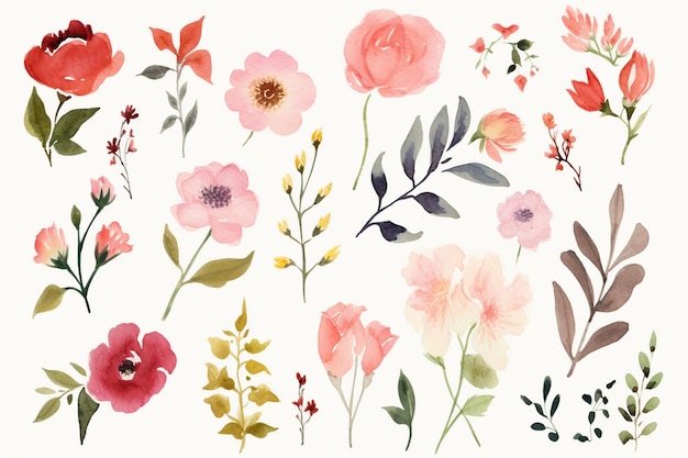 Aquarela Flower Clipart Set Floral Realista