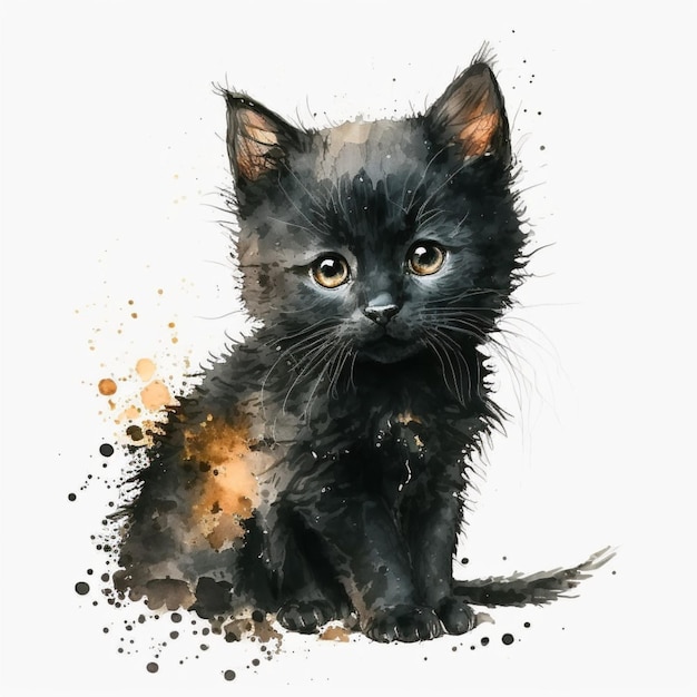 Aquarela Gatinho Fofo Gato Animal Animal De Estimação Ilustração Criativa