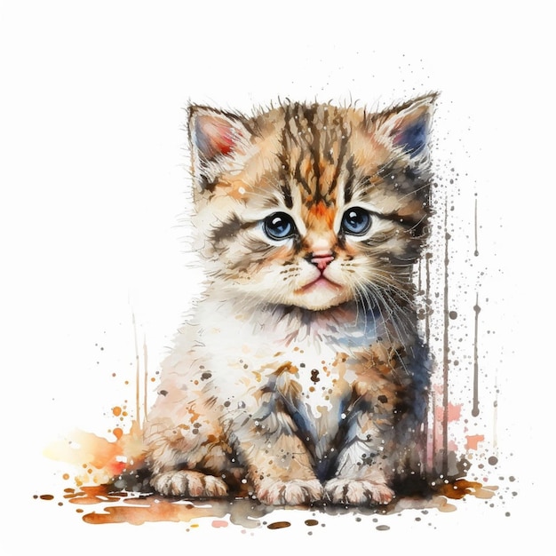 Aquarela Gatinho Fofo Gato Animal Animal De Estimação Ilustração Criativa