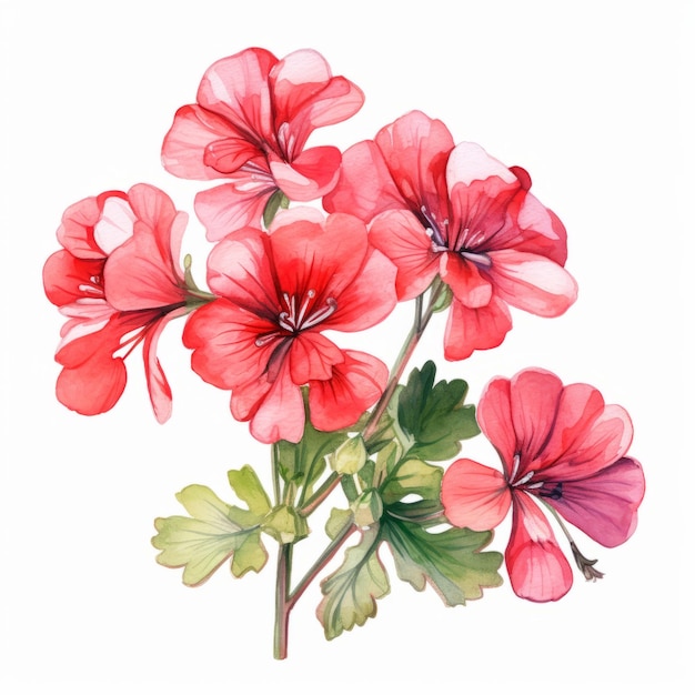 Aquarela Geranios dibujados a mano Ilustración de flores en acuarela