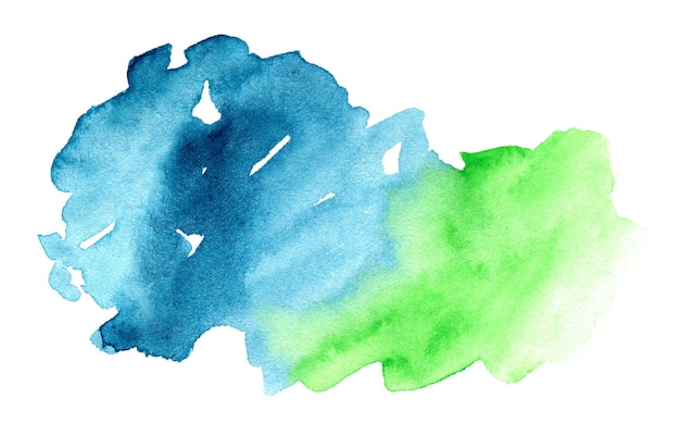 Aquarela gradiente abstrata de azul e verde em fundo branco