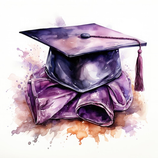 Foto aquarela graduação roxa ilustração de sublimação generativa ai