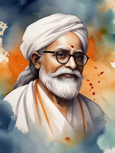 Aquarela Guru Rabindra Jayanti imagem de fundo