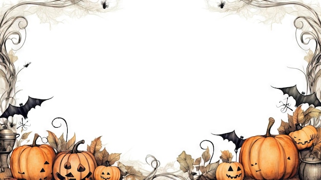 Aquarela halloween fundo halloween watercoolor ilustração Ai gerou ilustração de Halloween de alta resolução em fundo branco