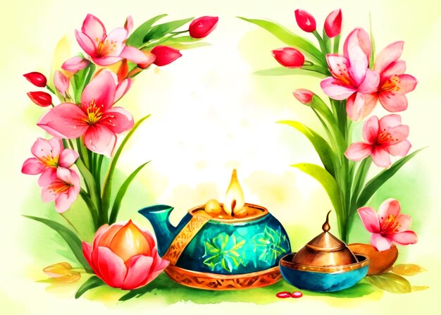 Aquarela happy nowruz ilustração