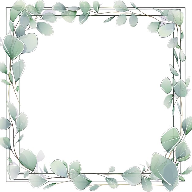 Aquarela de hojas de eucalipto aisladas en el marco