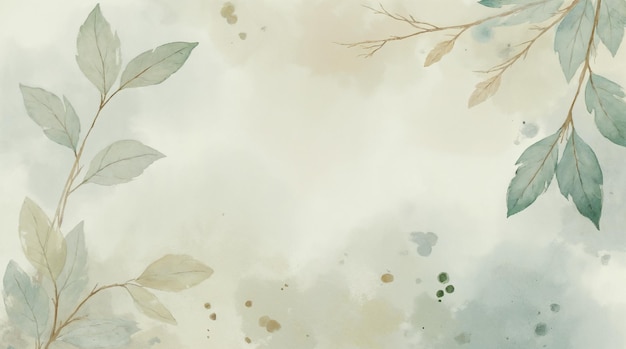 Aquarela hojas y ramas