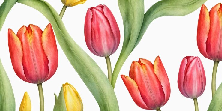 Foto aquarela ilustração de padrões de flores de tulipa
