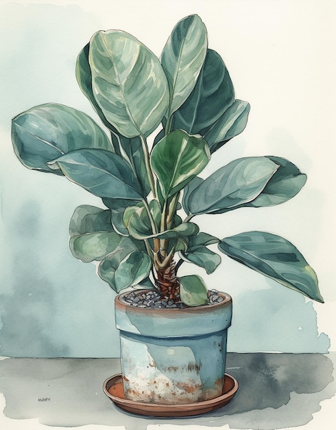 aquarela Ilustração de plantação doméstica