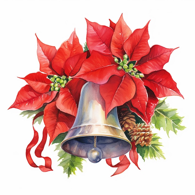 Aquarela Ilustración de las campanas de Navidad Festiva y graciosa