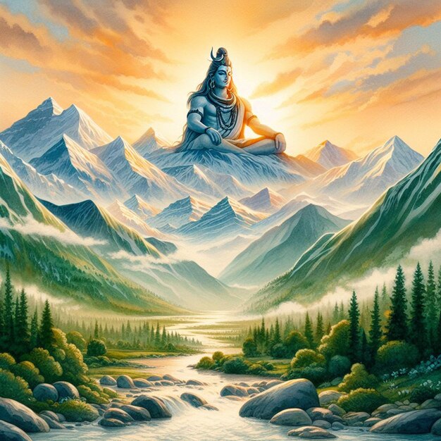 Aquarela Imagem de fundo do Senhor Mahadev