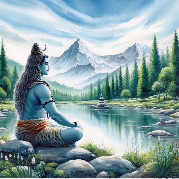 Aquarela Imagem de fundo do Senhor Mahadev