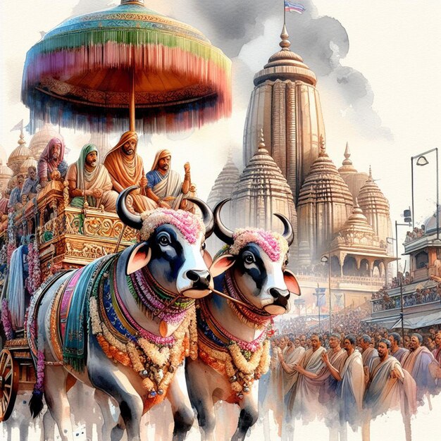 Foto aquarela imagem de puri rath yatra