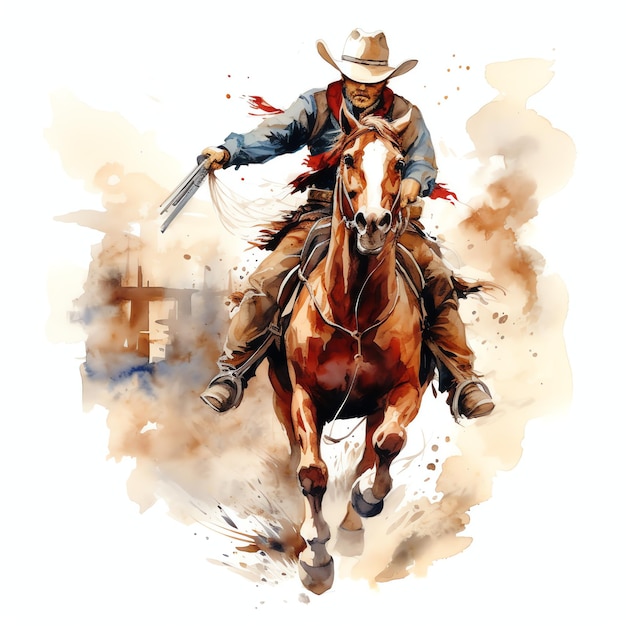 aquarela impressionante oeste selvagem oeste cowboy deserto ilustração clipart