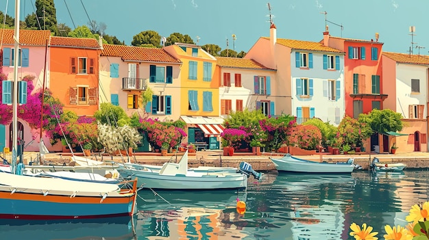 Aquarela impressionista de uma paisagem mediterrânea