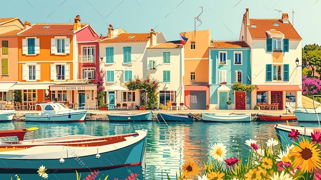 Foto aquarela impressionista de uma paisagem mediterrânea