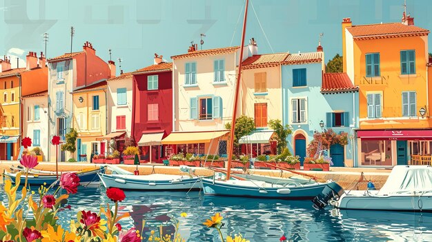 Foto aquarela impressionista de uma paisagem mediterrânea