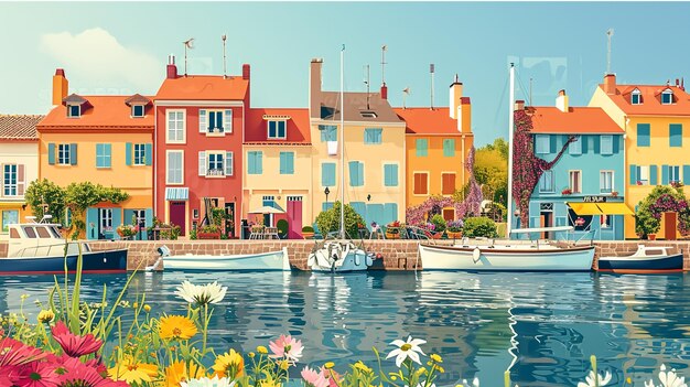 Aquarela impressionista de uma paisagem mediterrânea