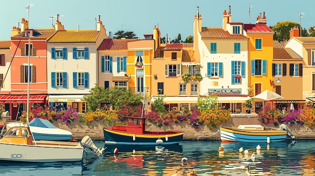 Foto aquarela impressionista de uma paisagem mediterrânea