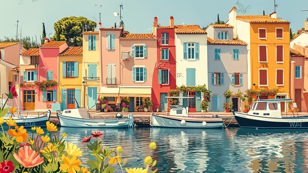 Foto aquarela impressionista de uma paisagem mediterrânea