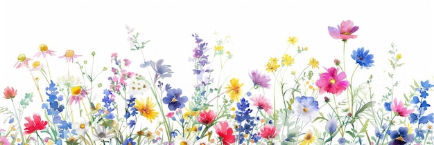 Aquarela Jardim de flores silvestres fundo idílico IA geradora