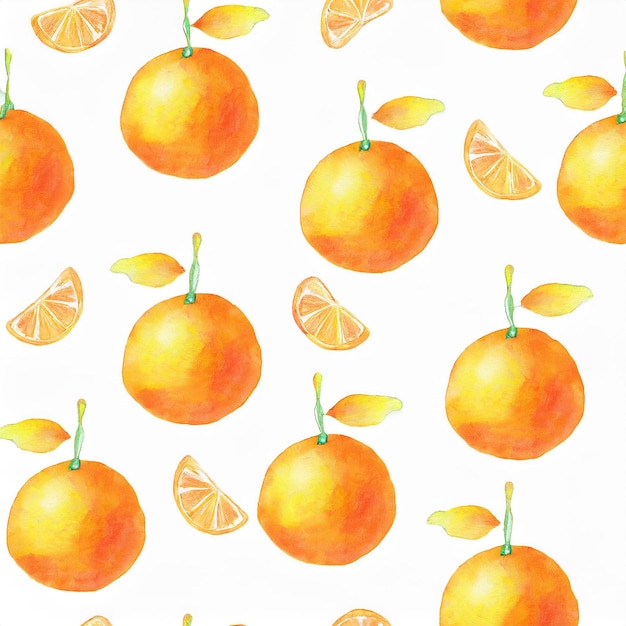 Aquarela laranja e padrão de fatias laranja