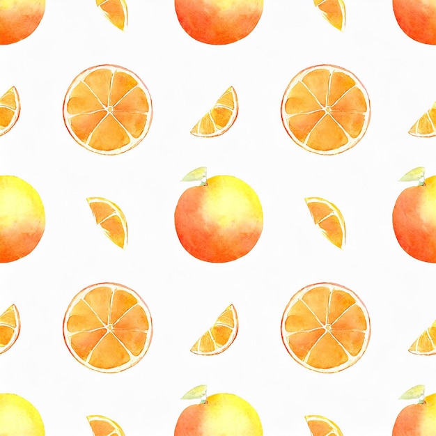 Aquarela laranja e padrão de fatias laranja