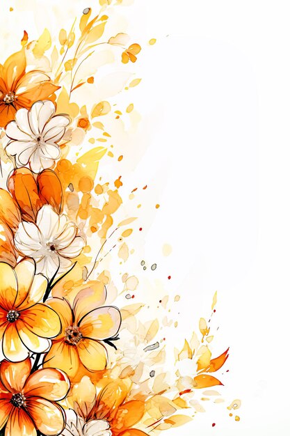 Aquarela Laranja Floral Papéis Digitais Fundamentos Floral Tan Floral Convidado de Casamento Fundamento