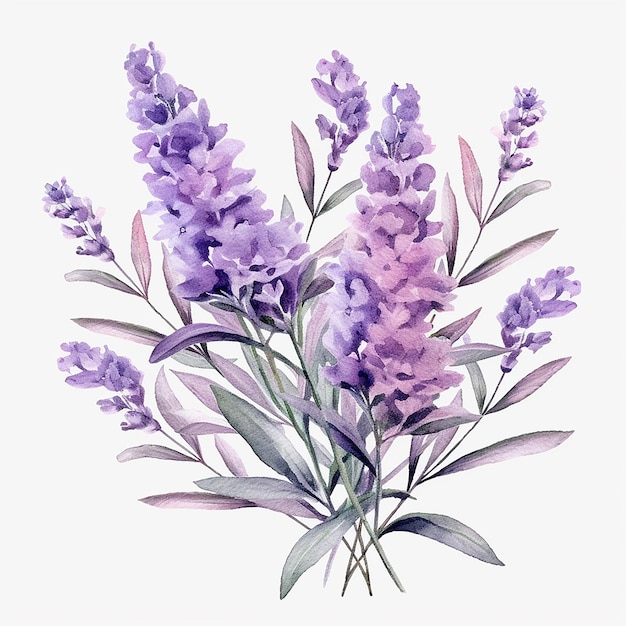 Aquarela Lila Cinza Lavanda juntos Clipart fundo branco