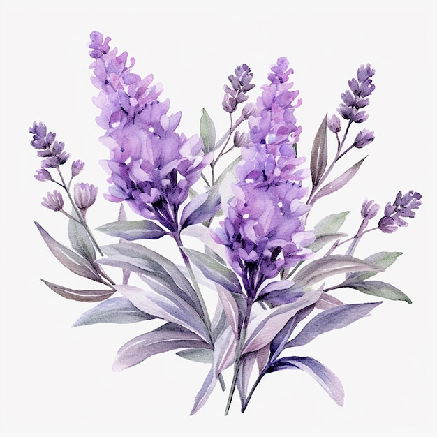 Aquarela Lila Cinza Lavanda juntos Clipart fundo branco