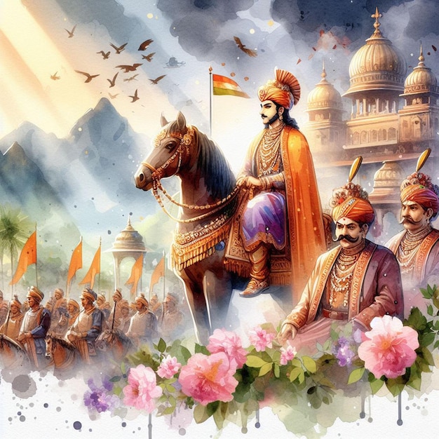 Foto aquarela maharana pratap jayanti imagem de fundo