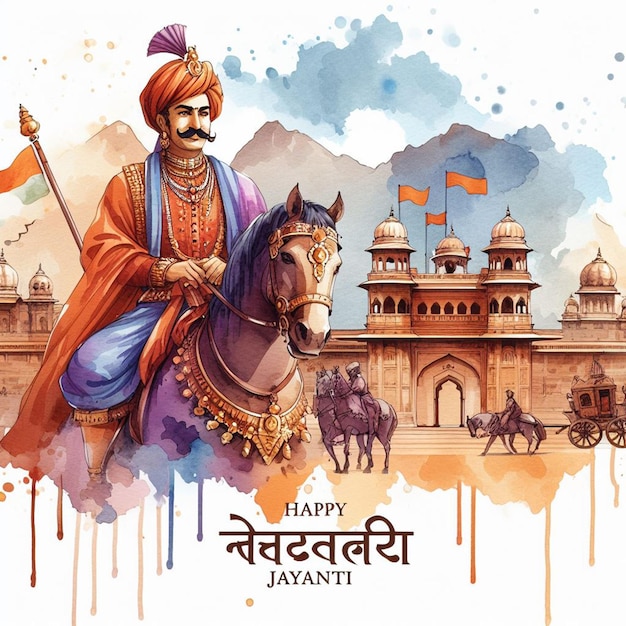 Foto aquarela maharana pratap jayanti imagem de fundo