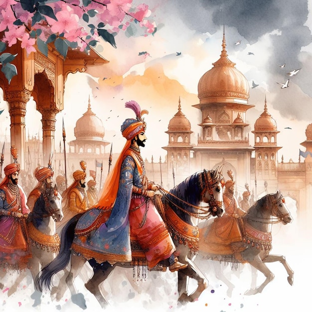 Foto aquarela maharana pratap jayanti imagem de fundo