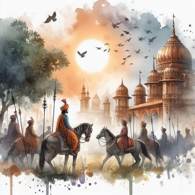 Foto aquarela maharana pratap jayanti imagem de fundo