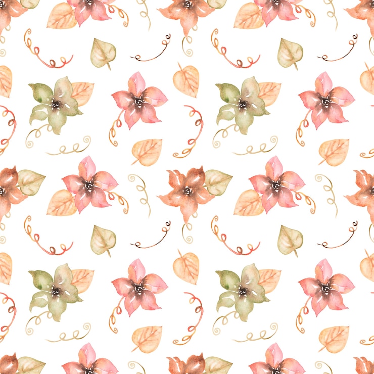 Foto aquarela mão desenhada flores papel, rosa floral padrão sem emenda, impressão infinita de flores silvestres do prado.