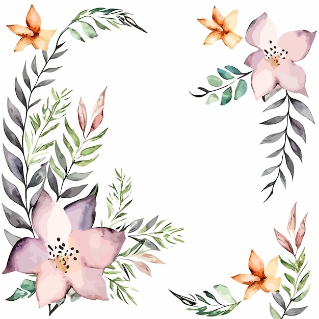 Aquarela moldura floral para um convite de casamento