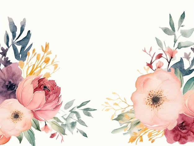 Aquarela moldura floral