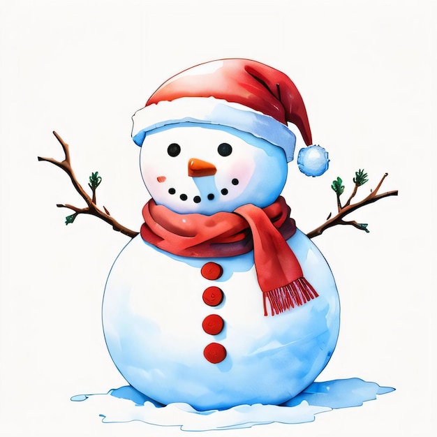 Aquarela, natal, boneco neve Clipart