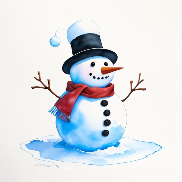 Aquarela, natal, boneco neve Clipart