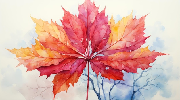 aquarela outono folhas HD 8K papel de parede Banco de Imagem Fotográfica