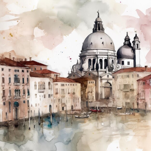 Aquarela paisagem urbana de Veneza