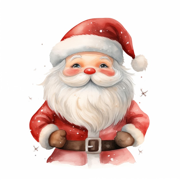 Aquarela de Papá Noel en traje rojo Ilustración de Navidad Clipart sobre fondo blanco