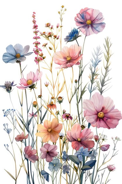 Aquarela pastel flores silvestres grupo fondo blanco ar 23 rápido estilizar 250 ID de trabajo a8345cc83fd14ad9b